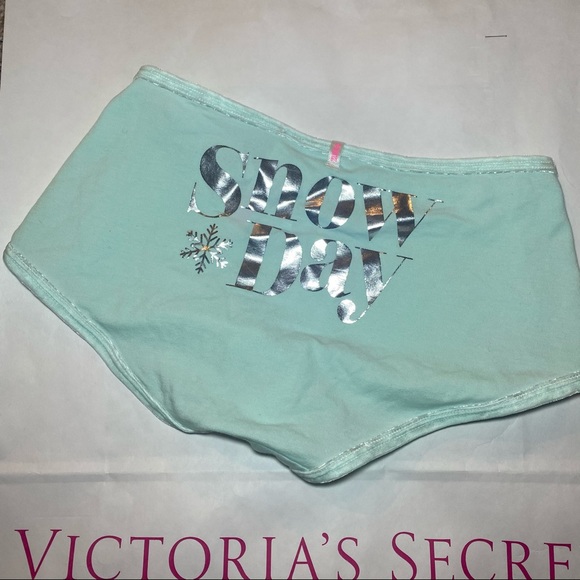 NWT PINK Victoria’s Secret ‘Snow Day’ Mint Velvet Boyshort Underwear Panty - Picture 12 of 13